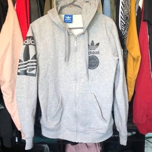 Adidas 3 stripes grey zip up